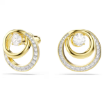 Hyperbola stud earrings Round cut, White, Gold-tone plated