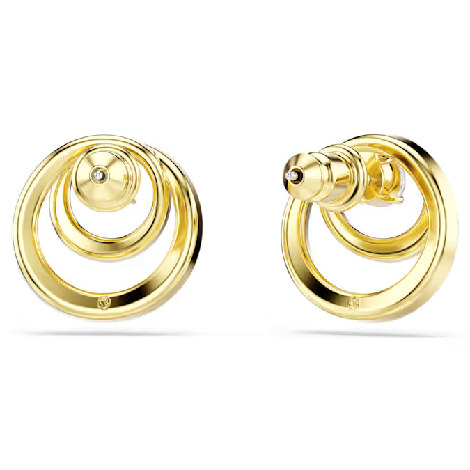 Hyperbola stud earrings Round cut, White, Gold-tone plated