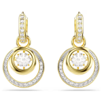 Hyperbola drop earrings Round cut, White, Gold-tone plated