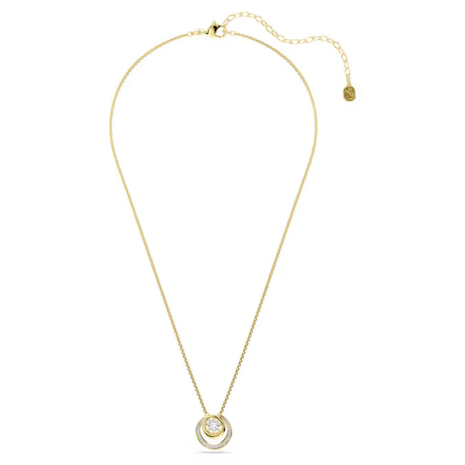 Hyperbola pendant Round cut, White, Gold-tone plated