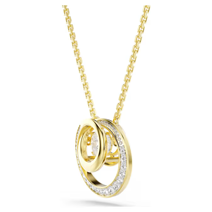 Hyperbola pendant Round cut, White, Gold-tone plated