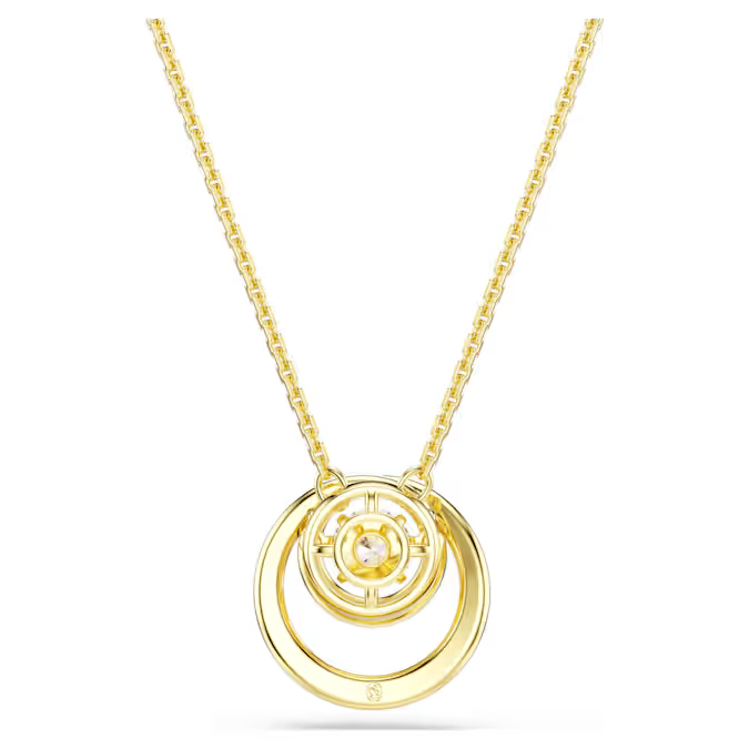 Hyperbola pendant Round cut, White, Gold-tone plated