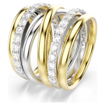 Hyperbola cocktail ring Round cut, White, Mixed metal finish