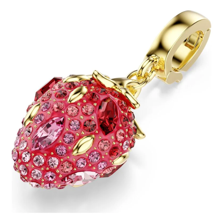 Idyllia charm Mixed cuts, Strawberry, Red, Gold-tone plated