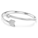 Idyllia bangle Mixed cuts, Arrow, White, Rhodium plated
