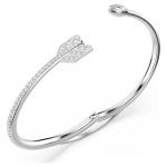 Idyllia bangle Mixed cuts, Arrow, White, Rhodium plated