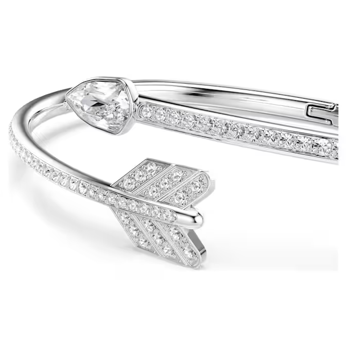 Idyllia bangle Mixed cuts, Arrow, White, Rhodium plated