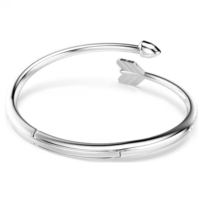 Idyllia bangle Mixed cuts, Arrow, White, Rhodium plated