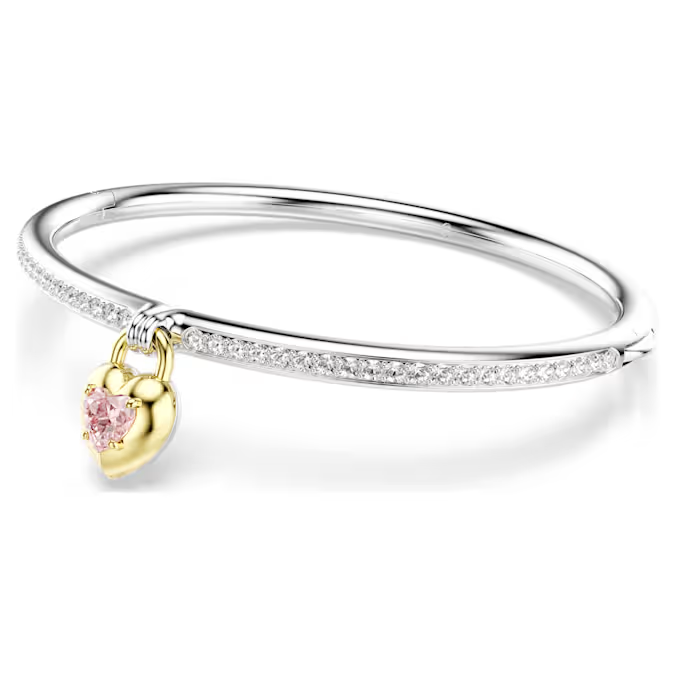 Idyllia bangle Mixed cuts, Heart, Pink, Mixed metal finish