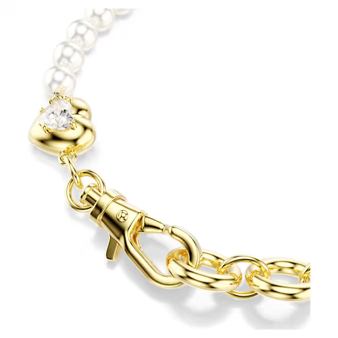 Idyllia bracelet Crystal pearl, White, Gold-tone plated
