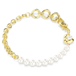 Idyllia bracelet Crystal pearl, White, Gold-tone plated