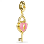 Idyllia charm Mixed cuts, Heart with key, White, Gold-tone plated
