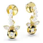 Idyllia drop earrings Crystal pearl, Mixed cuts, Bee, Multicolored, Gold-tone plated
