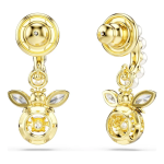 Idyllia drop earrings Crystal pearl, Mixed cuts, Bee, Multicolored, Gold-tone plated