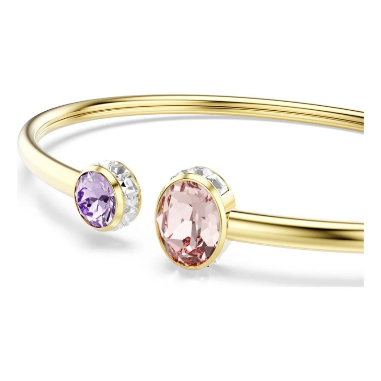 Chroma bangle Mixed cuts, Multicolored, Gold-tone plated