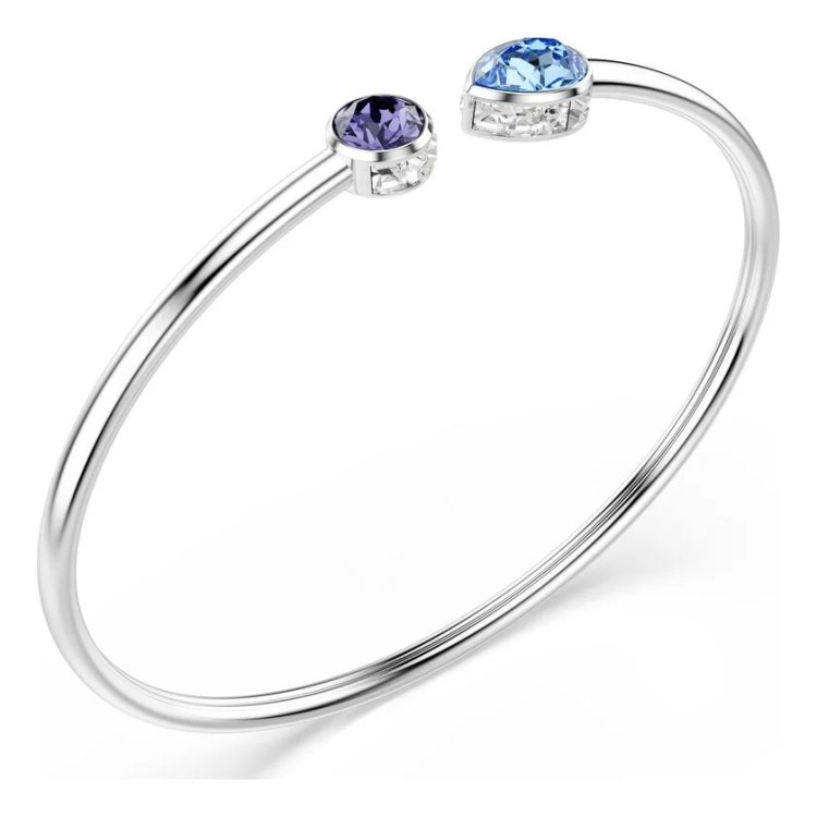 Chroma bangle Mixed cuts, Multicolored, Rhodium plated