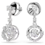 Constella drop earrings Round cut, Dancing stone, White, Rhodium plated