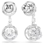 Constella drop earrings Round cut, Dancing stone, White, Rhodium plated