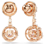 Constella drop earrings Round cut, Dancing stone, Pink, Rose gold-tone plated