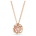 Constella pendant Round cut, Dancing stone, Pink, Rose gold-tone plated