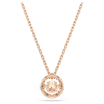 Constella pendant Round cut, Dancing stone, Pink, Rose gold-tone plated
