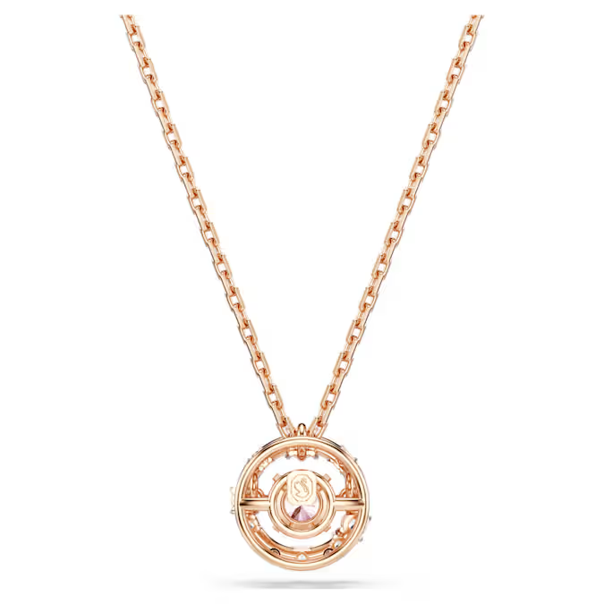 Constella pendant Round cut, Dancing stone, Pink, Rose gold-tone plated