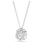 Constella pendant Round cut, Dancing stone, White, Rhodium plated