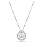 Constella pendant Round cut, Dancing stone, White, Rhodium plated