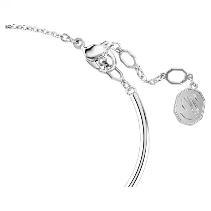 Constella bangle Round cut, Dancing stone, White, Rhodium plated