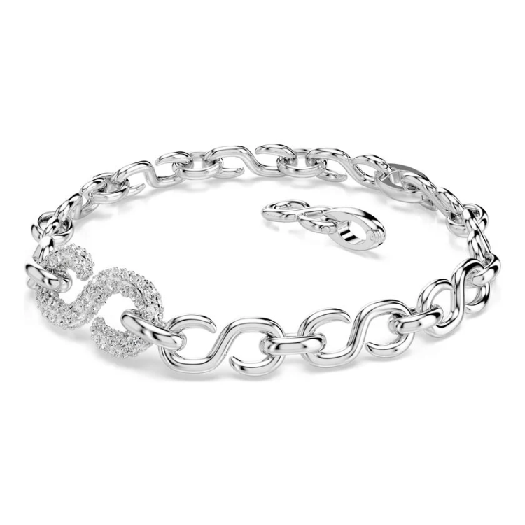 Dextera bracelet Round cut, White, Rhodium plated