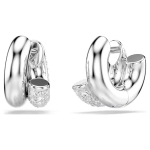 Dextera hoop earrings Round cut, Mini, White, Rhodium plated