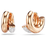 Dextera hoop earrings Round cut, Mini, White, Rose gold-tone plated