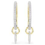 Dextera hoop earrings Round cut, White, Gold-tone plated
