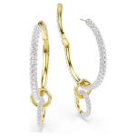 Dextera hoop earrings Round cut, White, Gold-tone plated