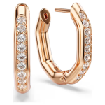 Dextera hoop earrings Octagon shape, Round cut, Small, White, Rose gold-tone plated