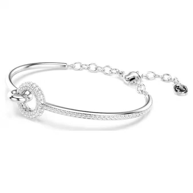 Dextera bangle Round cut, White, Rhodium plated