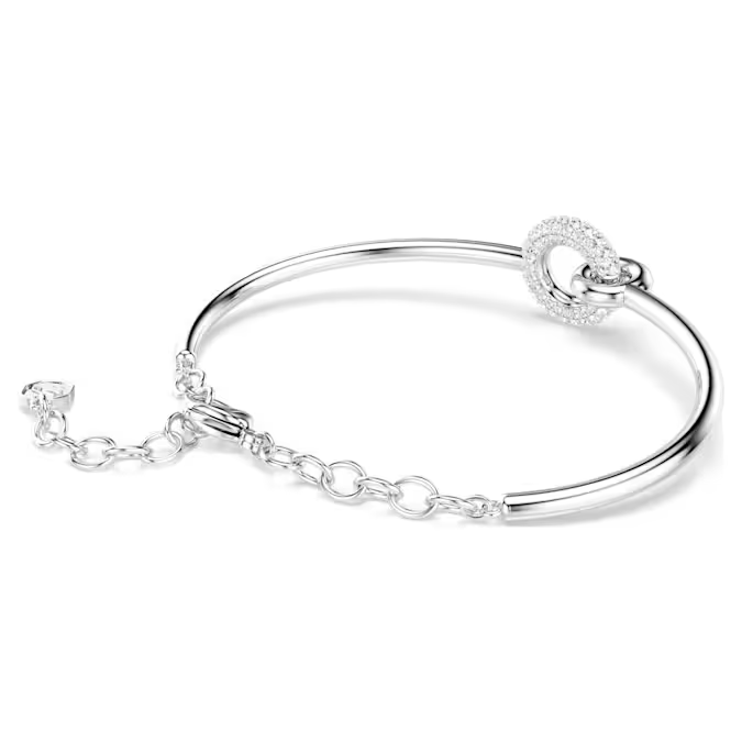 Dextera bangle Round cut, White, Rhodium plated