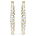 Matrix hoop earrings Round cut, White, Gold-tone plated