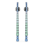 Matrix drop earrings Gradient of round cuts, Multicolored, Ruthenium plated