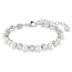 Matrix set Crystal pearl, Round cut, White, Rhodium plated
