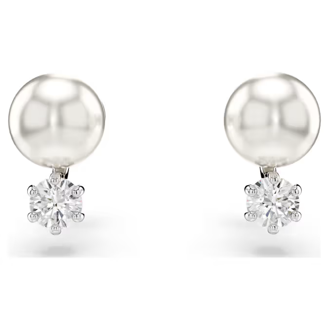 Matrix set Crystal pearl, Round cut, White, Rhodium plated