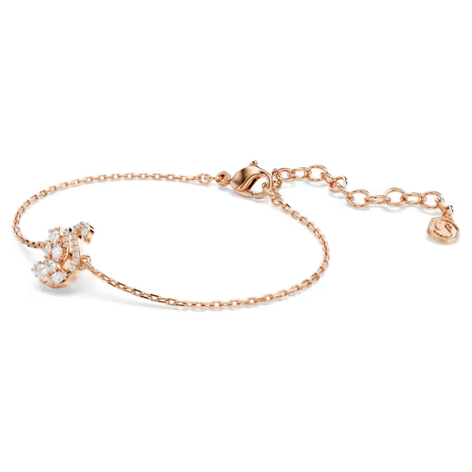 Swan bracelet Mixed cuts, Swan, White, Rose gold-tone plated