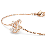 Swan bracelet Mixed cuts, Swan, White, Rose gold-tone plated