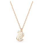 Swan pendant Mixed cuts, Swan, White, Rose gold-tone plated