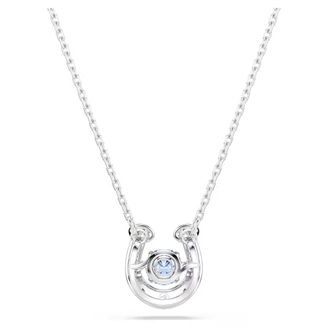 Symbolica pendant Round cut, Pavé, Horse shoe, Blue, Rhodium plated