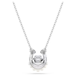 Symbolica pendant Crystal pearl, Round cut, Pavé, Horse shoe, White, Rhodium plated