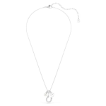 Symbolica pendant Crystal pearl, Round cut, Pavé, Horse shoe, White, Rhodium plated