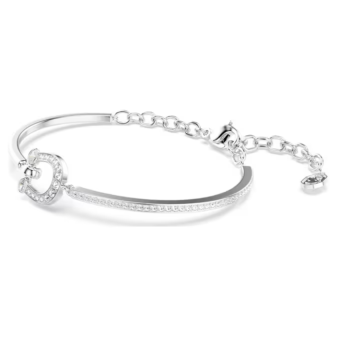 Symbolica bracelet Pavé, Horse shoe, White, Rhodium plated