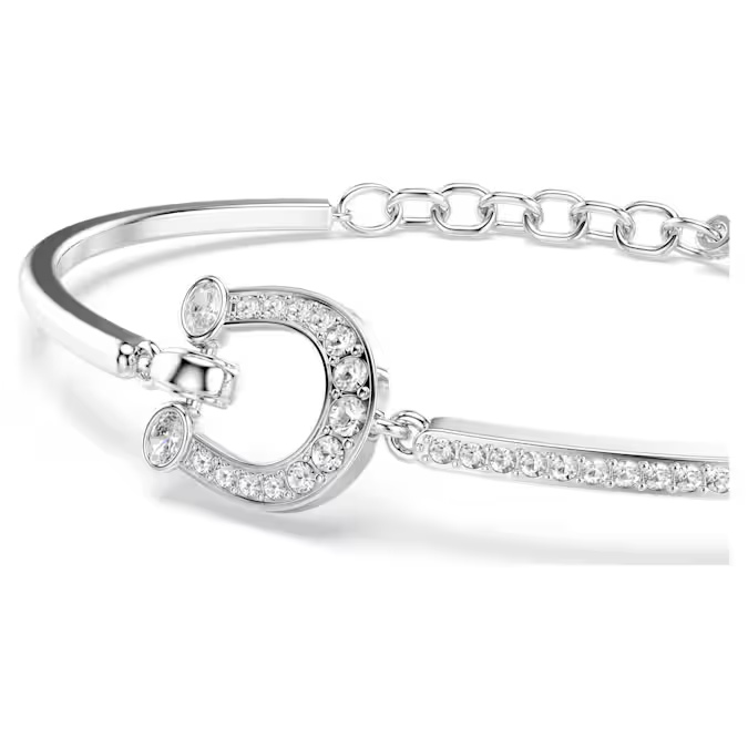 Symbolica bracelet Pavé, Horse shoe, White, Rhodium plated