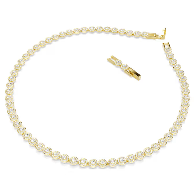 Una Angelic necklace Round cut, Small, White, Gold-tone plated